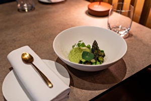 spring onion oil and a seaweed cracker 